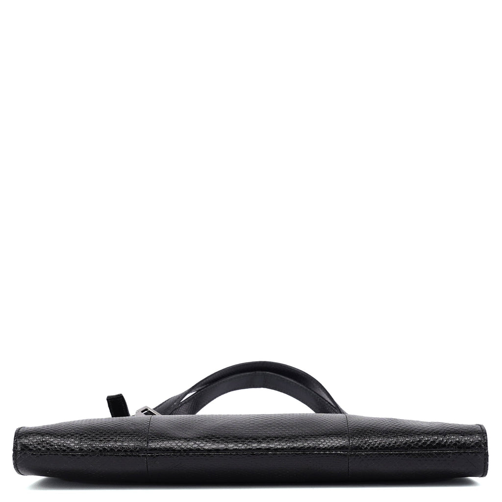 001 4243 Black Lizard Embossed Shoulder Bag