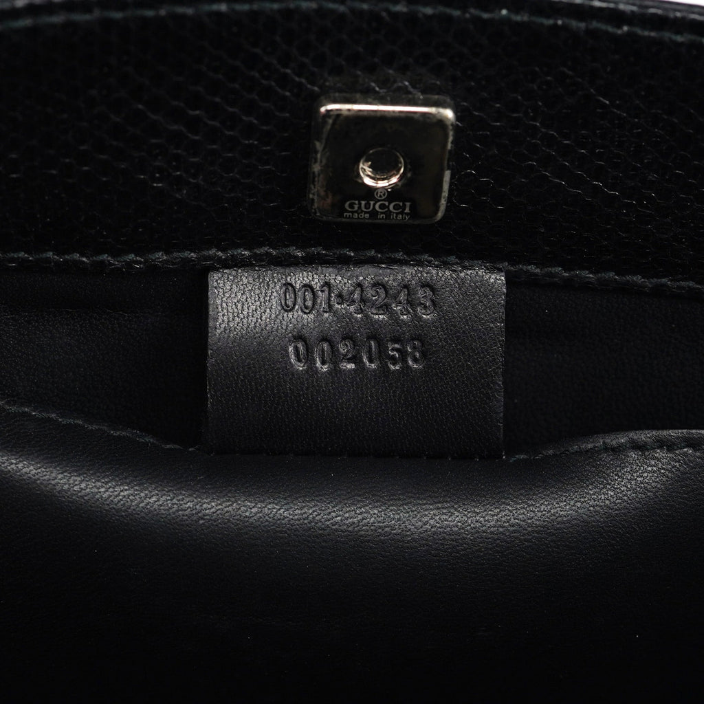 001 4243 Black Lizard Embossed Shoulder Bag