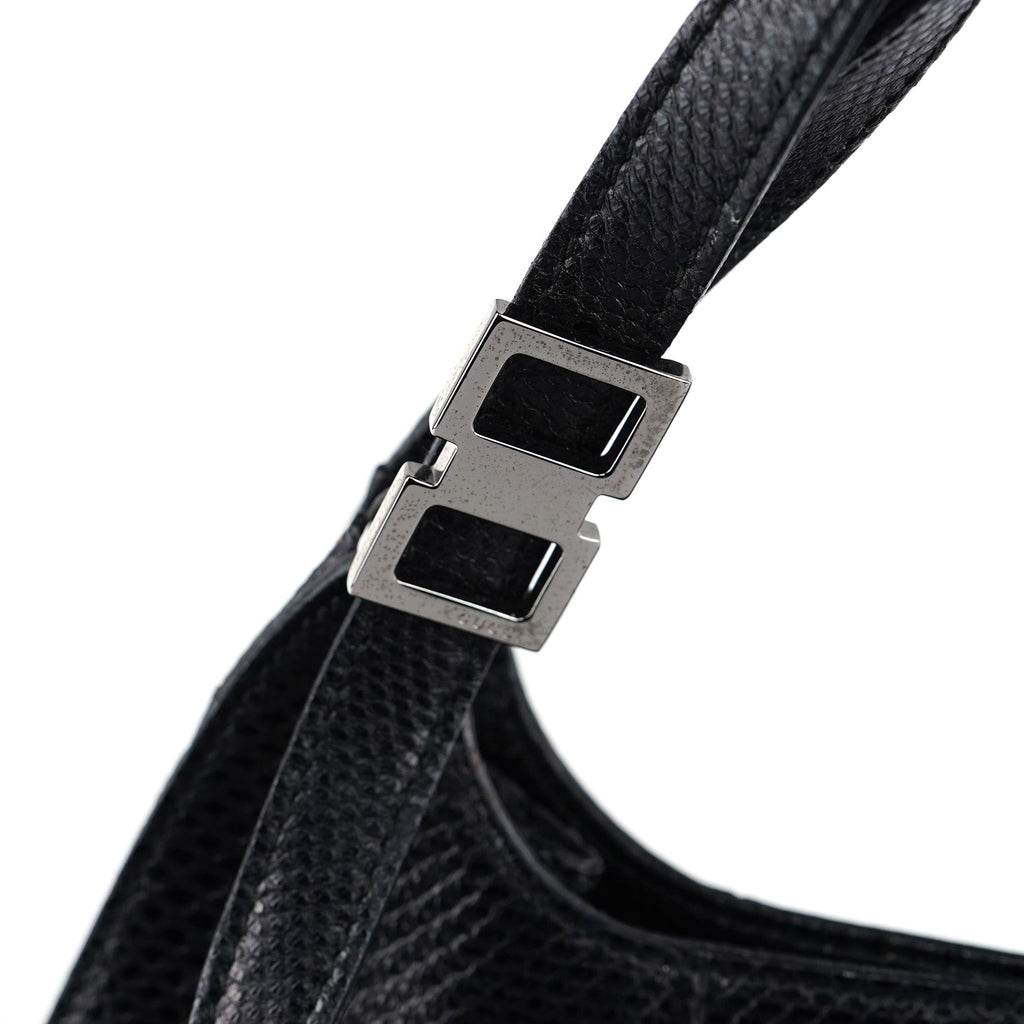 001 4243 Black Lizard Embossed Shoulder Bag