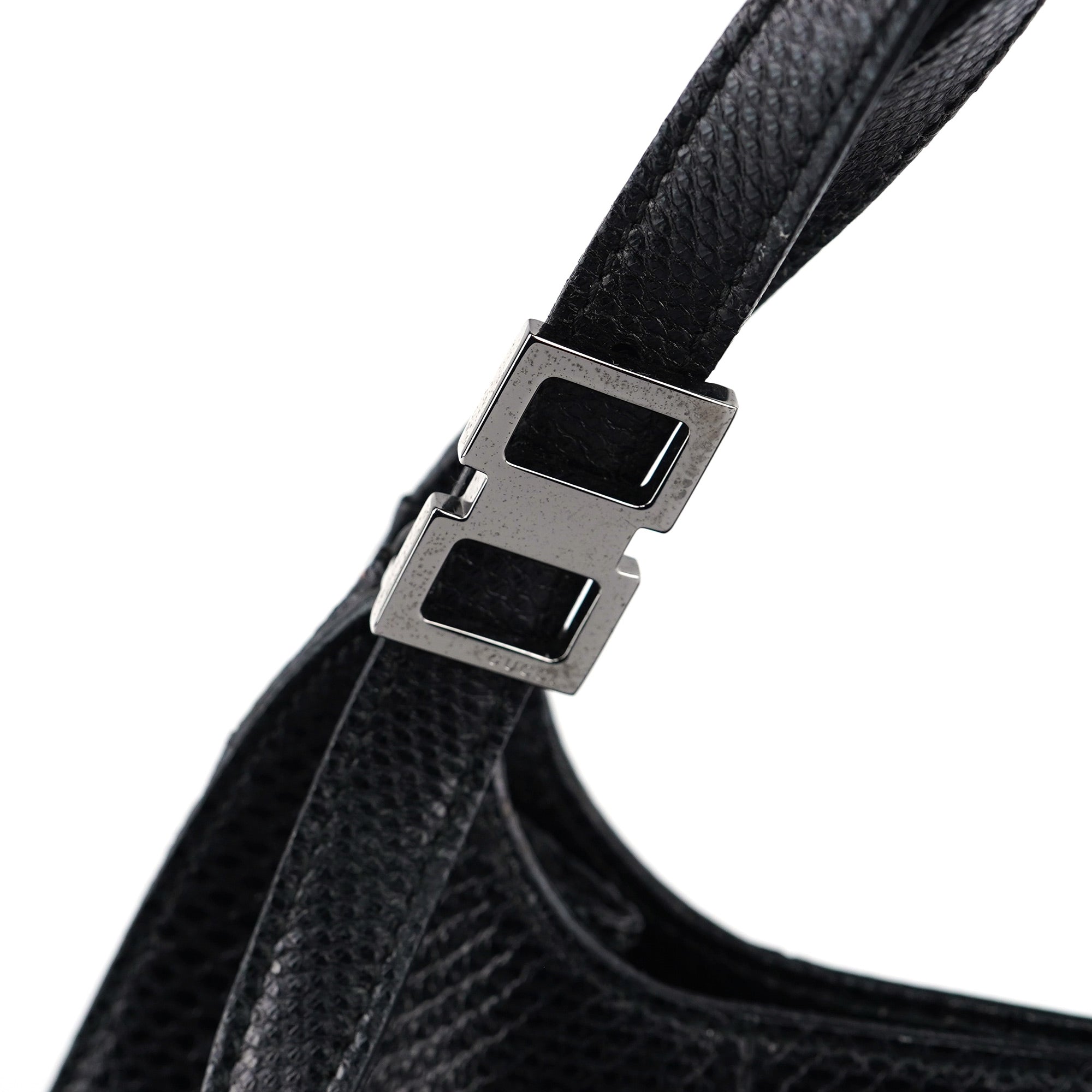 001 4243 Black Lizard Embossed Shoulder Bag