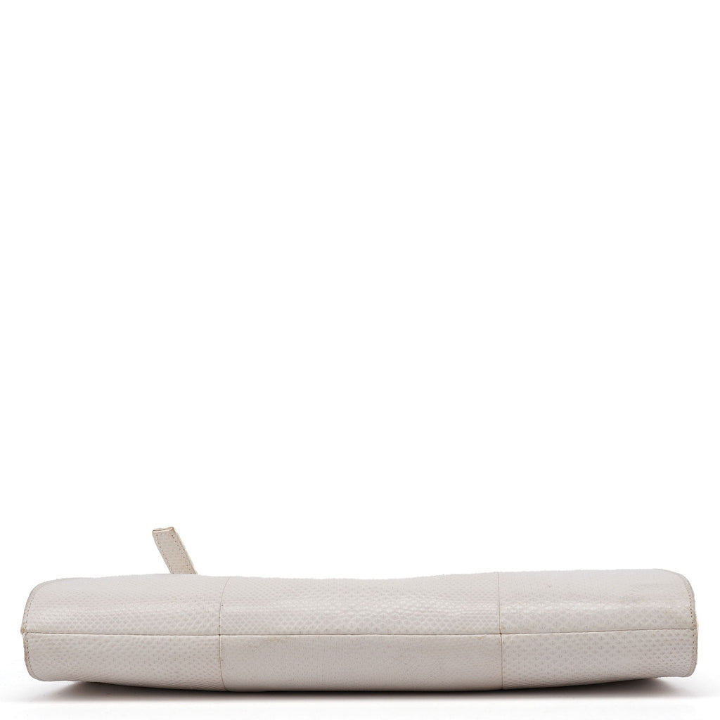 001 4243 White Lizard Embossed Shoulder Bag