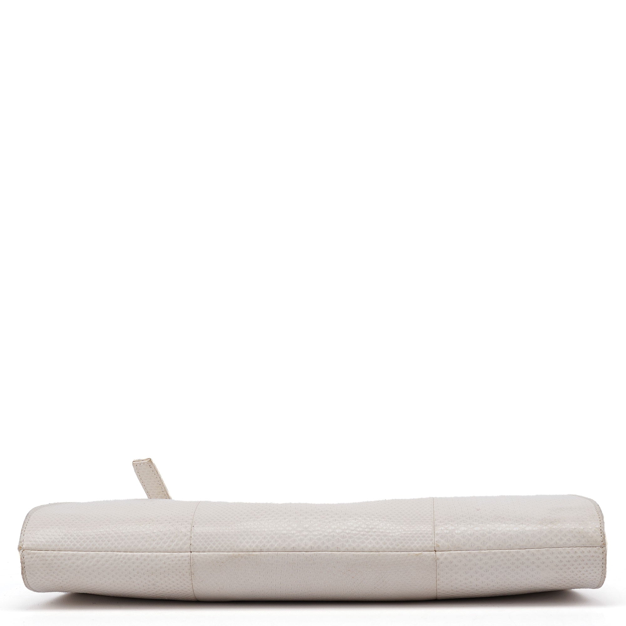001 4243 White Lizard Embossed Shoulder Bag