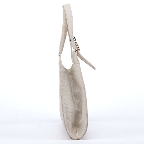 001 4243 White Lizard Embossed Shoulder Bag