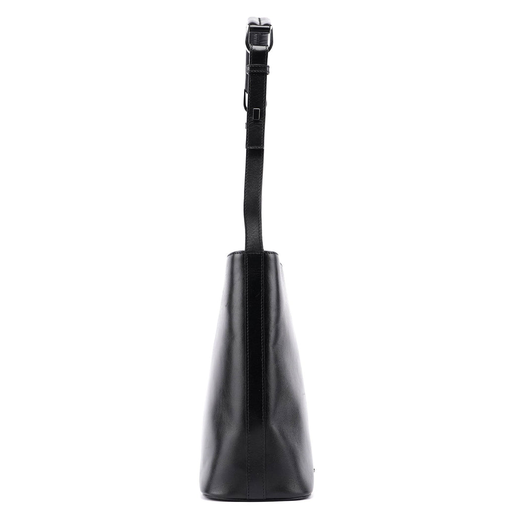 001 4286 Black Calfskin Bucket Shoulder Bag