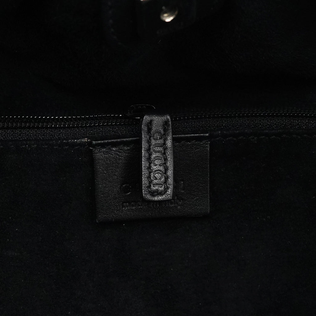 001 4335 Black Calfskin Ruched Handbag