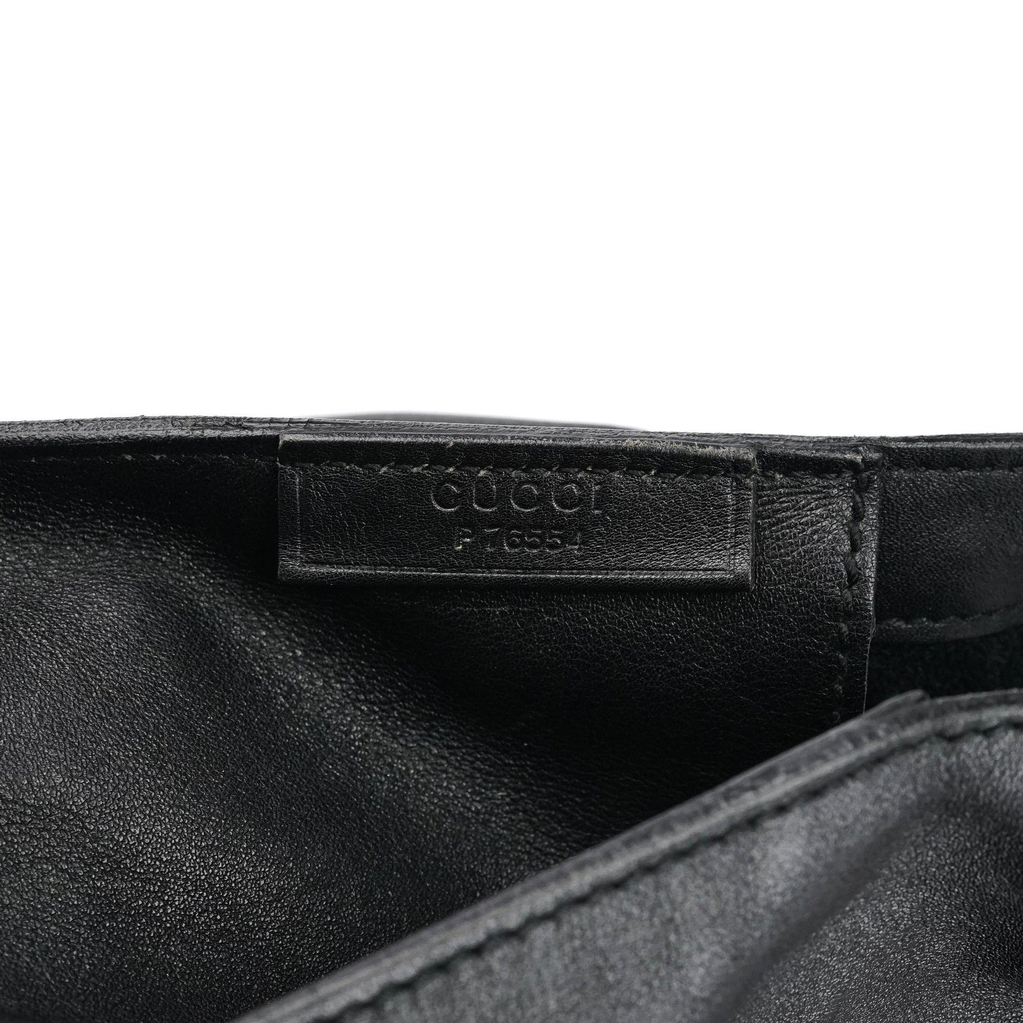 001 4335 Black Calfskin Ruched Handbag