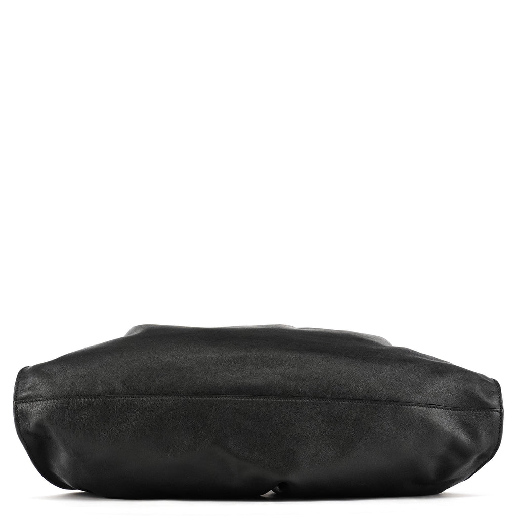 001 4335 Black Calfskin Ruched Handbag
