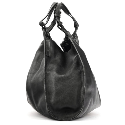 001 4335 Black Calfskin Ruched Handbag
