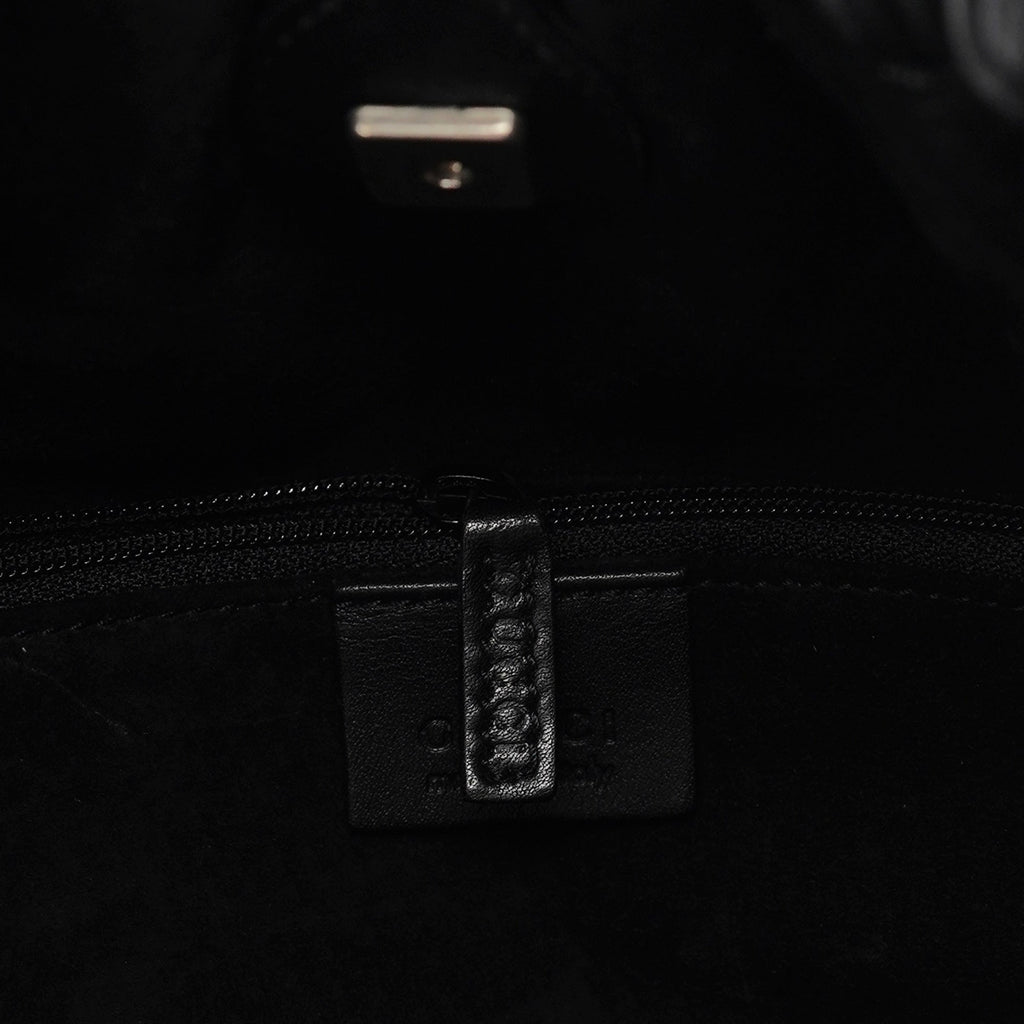 001 4335 Black Calfskin Ruched Tote Bag