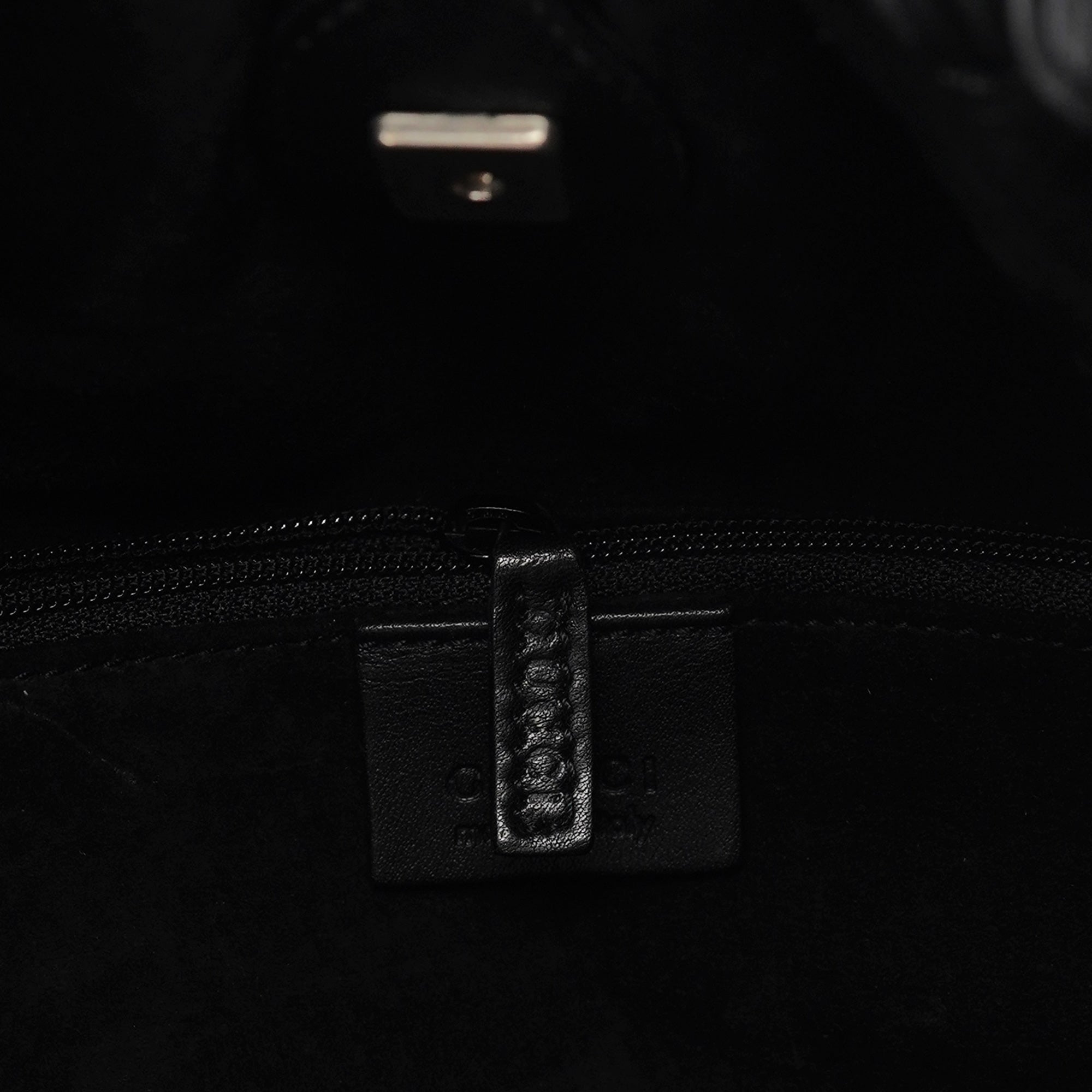 001 4335 Black Calfskin Ruched Tote Bag