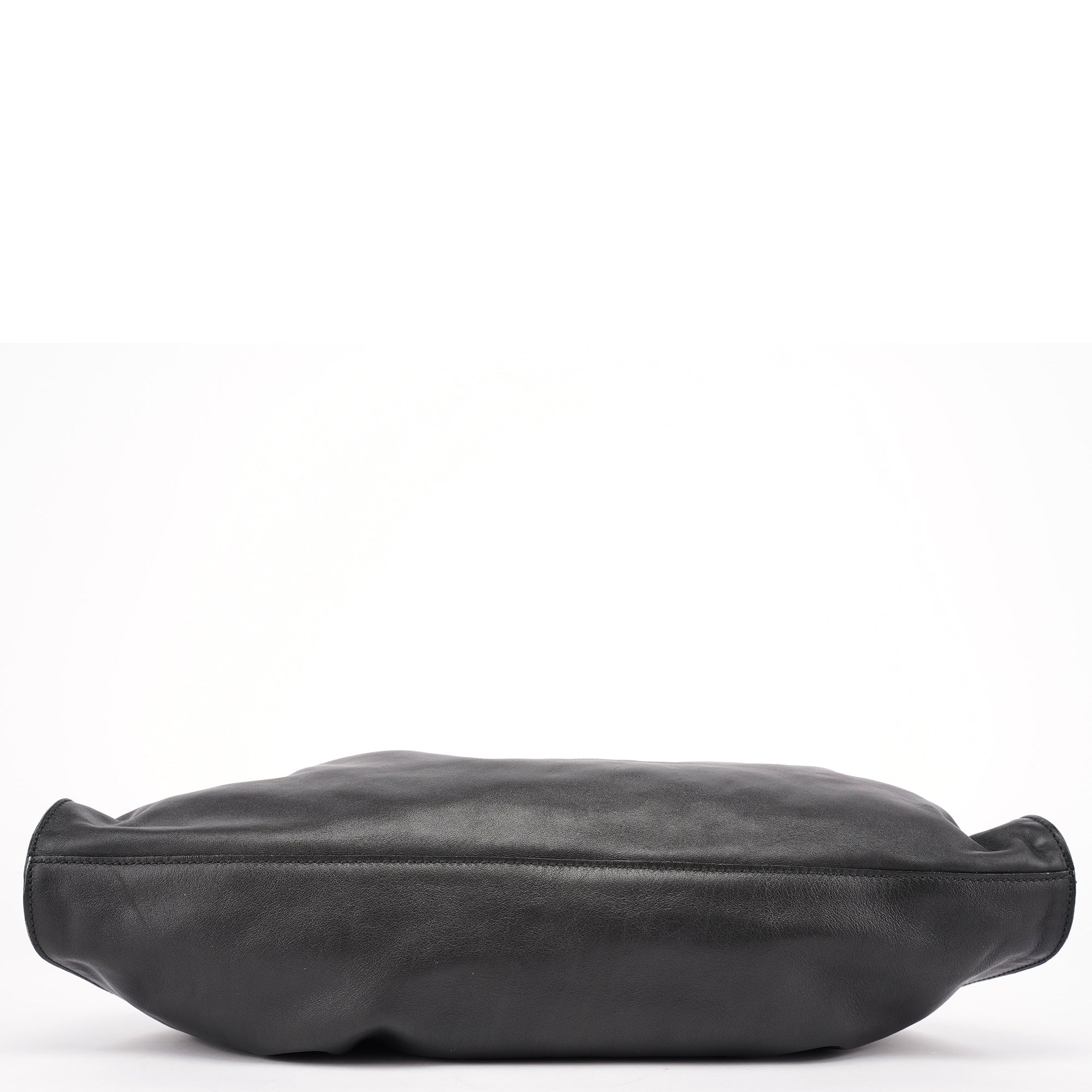 001 4335 Black Calfskin Ruched Tote Bag