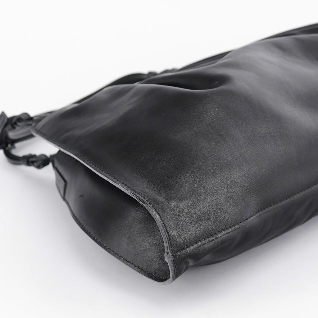 001 4335 Black Calfskin Ruched Tote Bag