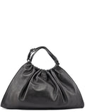 001 4335 Black Calfskin Ruched Tote Bag