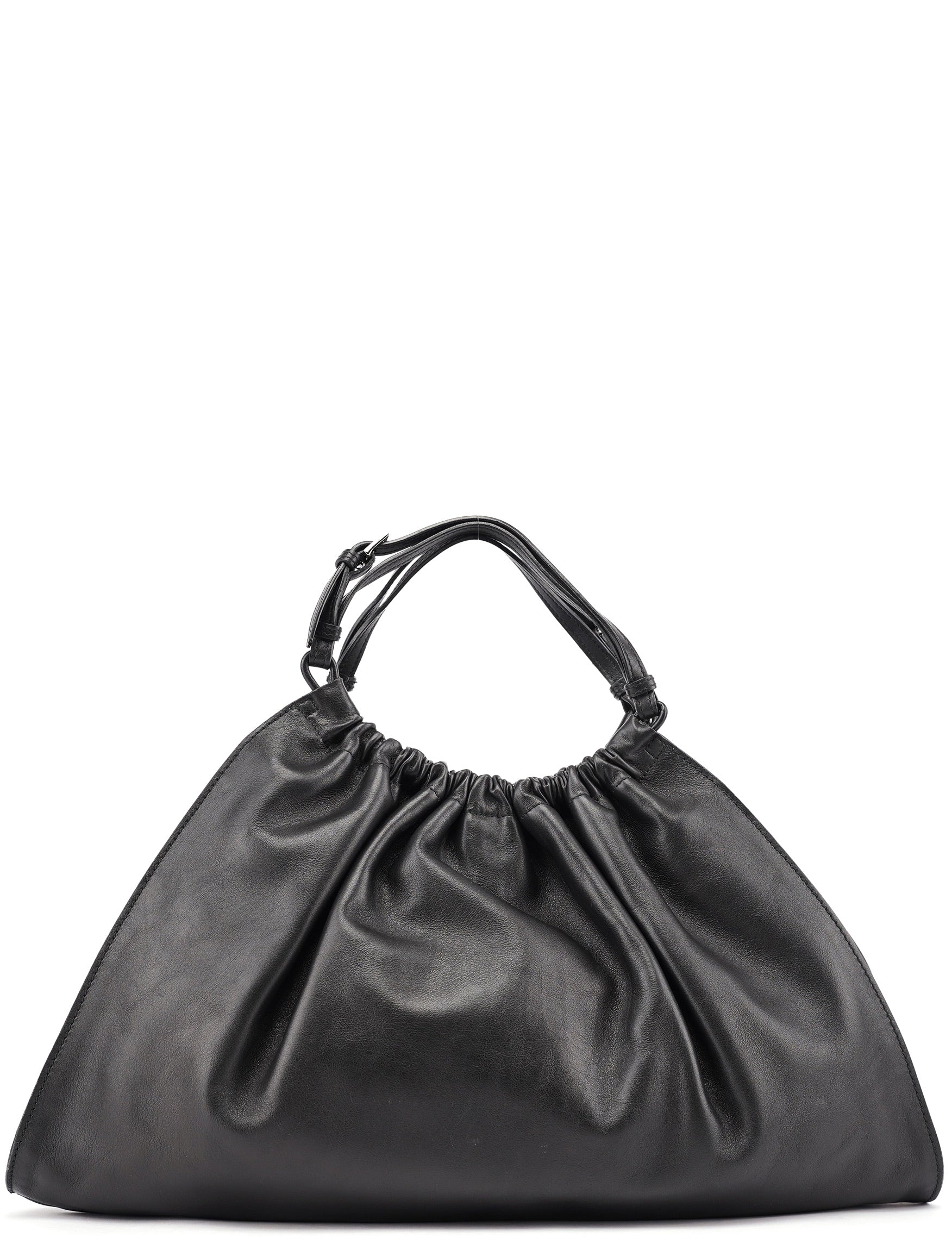 001 4335 Black Calfskin Ruched Tote Bag