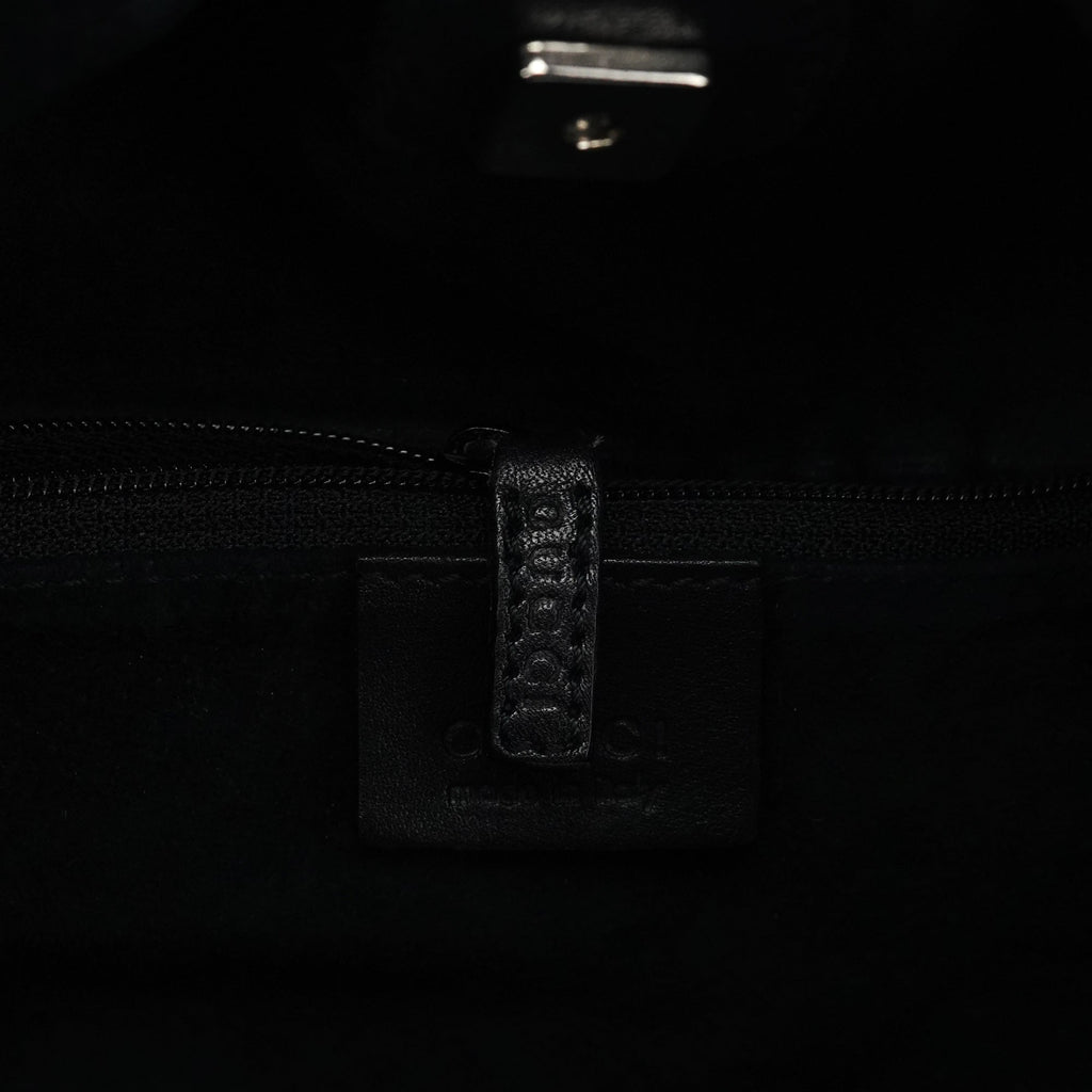 001 4335 Black Ruched Calfskin Shoulder Bag