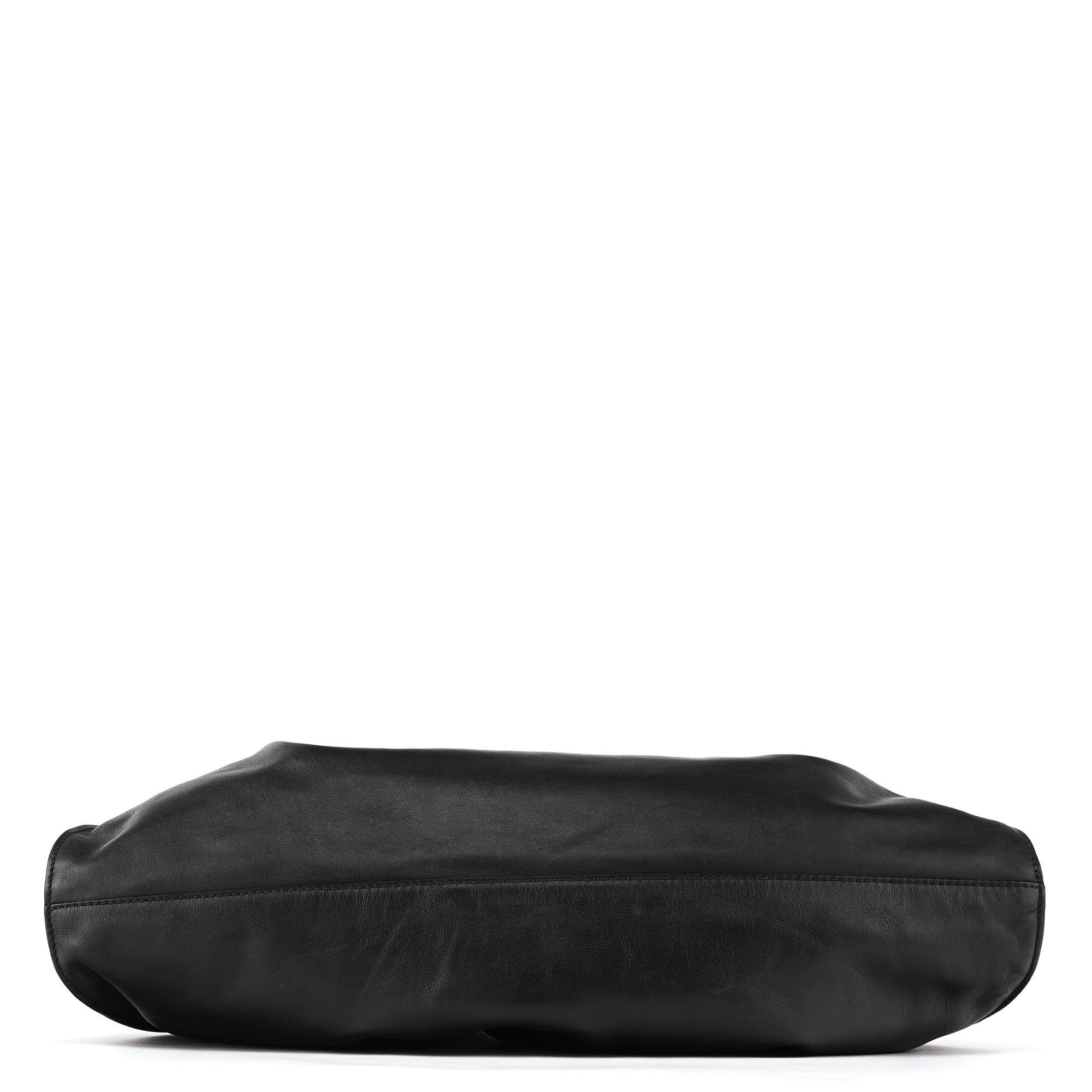 001 4335 Black Ruched Calfskin Shoulder Bag