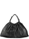 001 4335 Black Ruched Calfskin Shoulder Bag