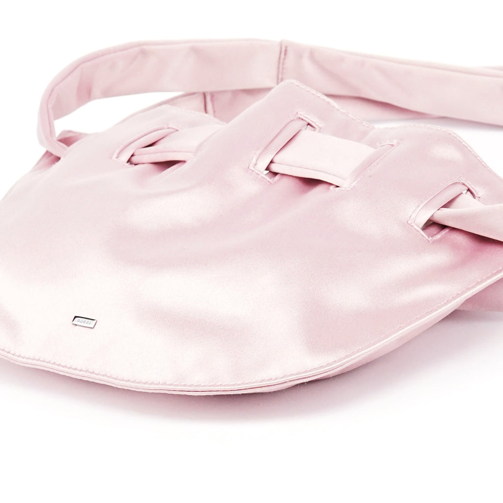 001 4399 Pink Satin Drawstring Shoulder Bag