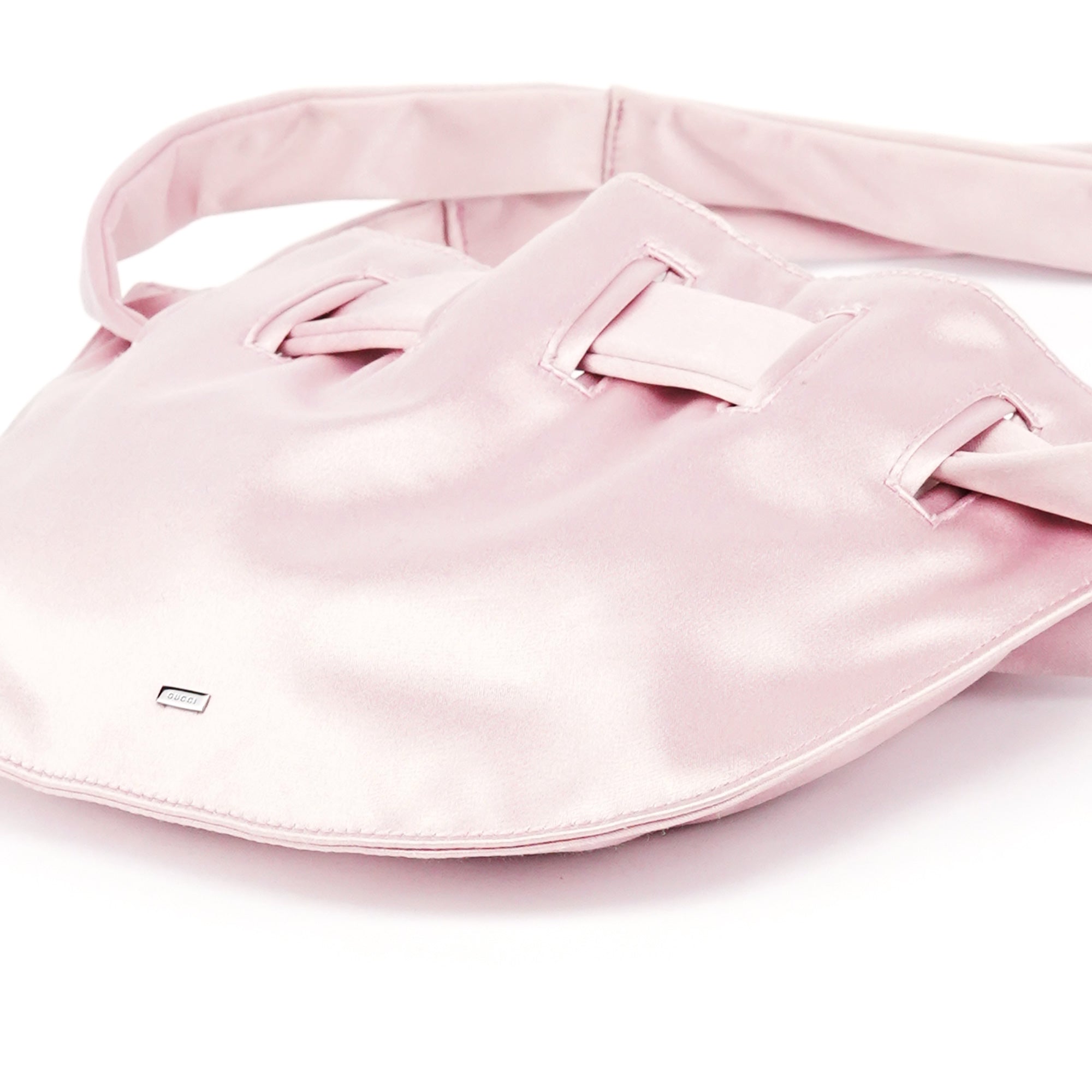 001 4399 Pink Satin Drawstring Shoulder Bag