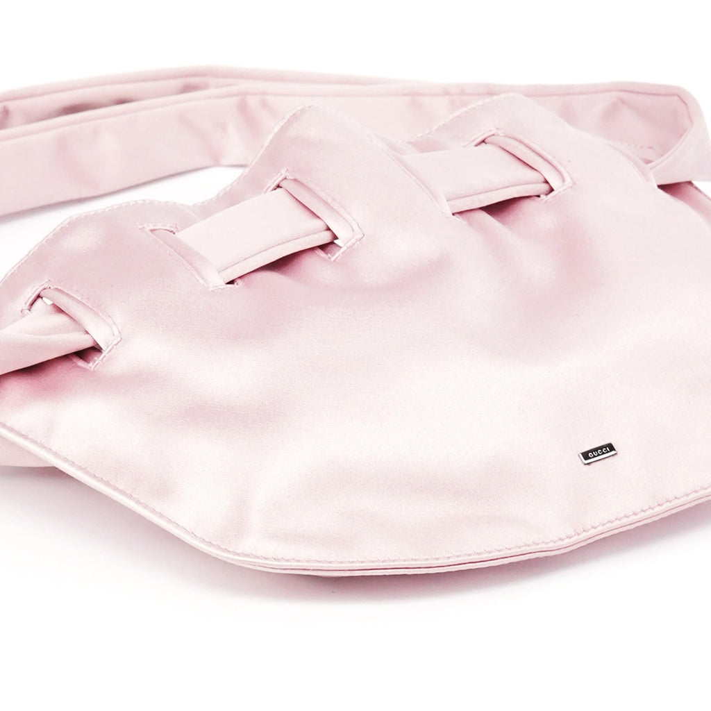 001 4399 Pink Satin Drawstring Shoulder Bag
