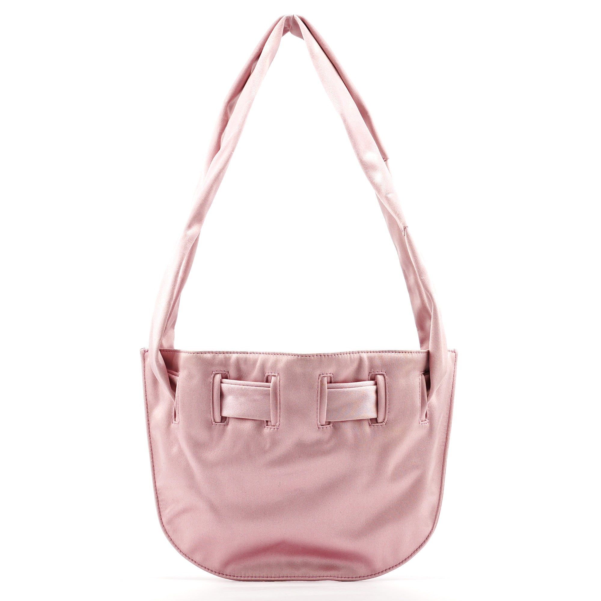 001 4399 Pink Satin Drawstring Shoulder Bag