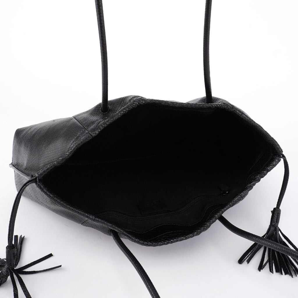 001 4403 Black Lizard Embossed Tote Bag