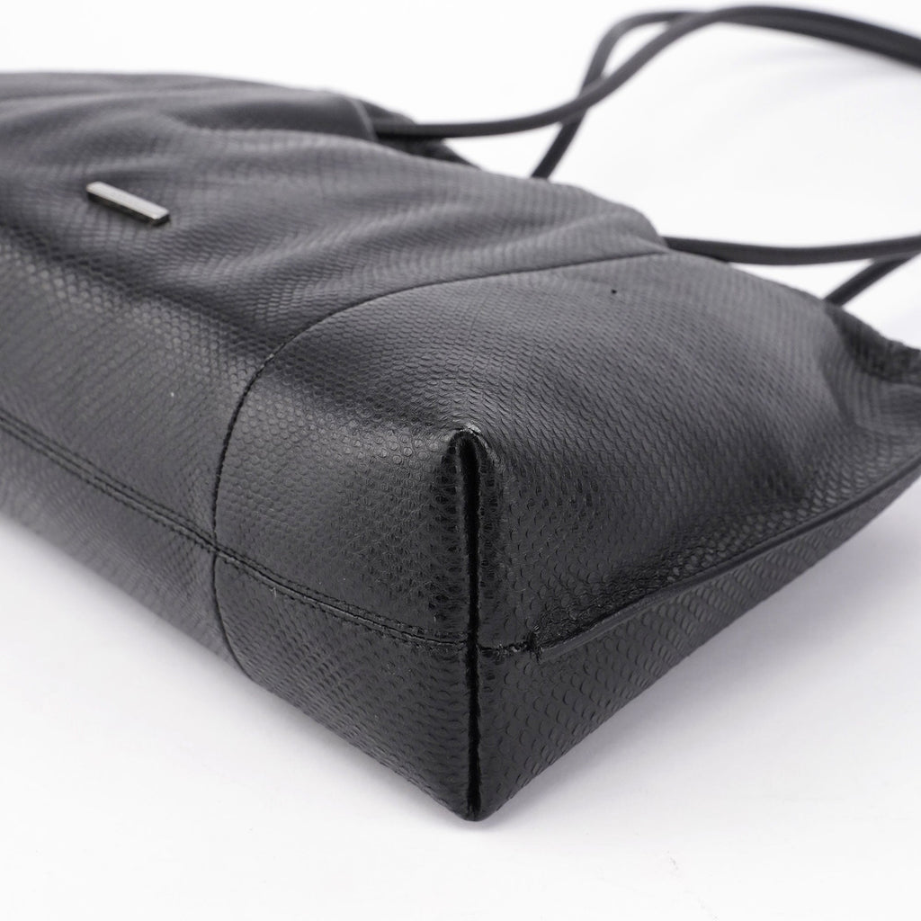 001 4403 Black Lizard Embossed Tote Bag