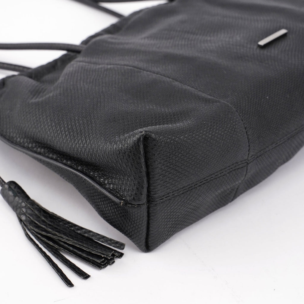 001 4403 Black Lizard Embossed Tote Bag