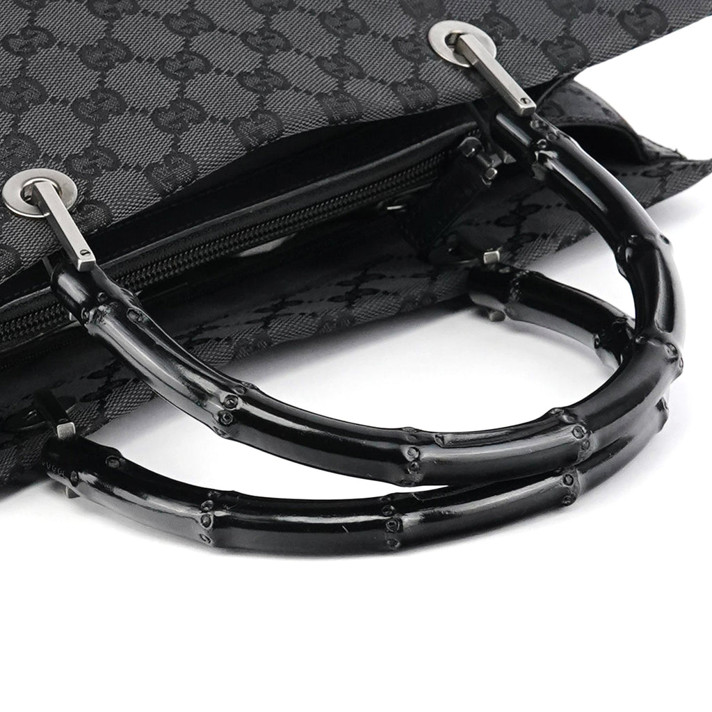 002 1010 Anthracite GG Bamboo Tote Bag