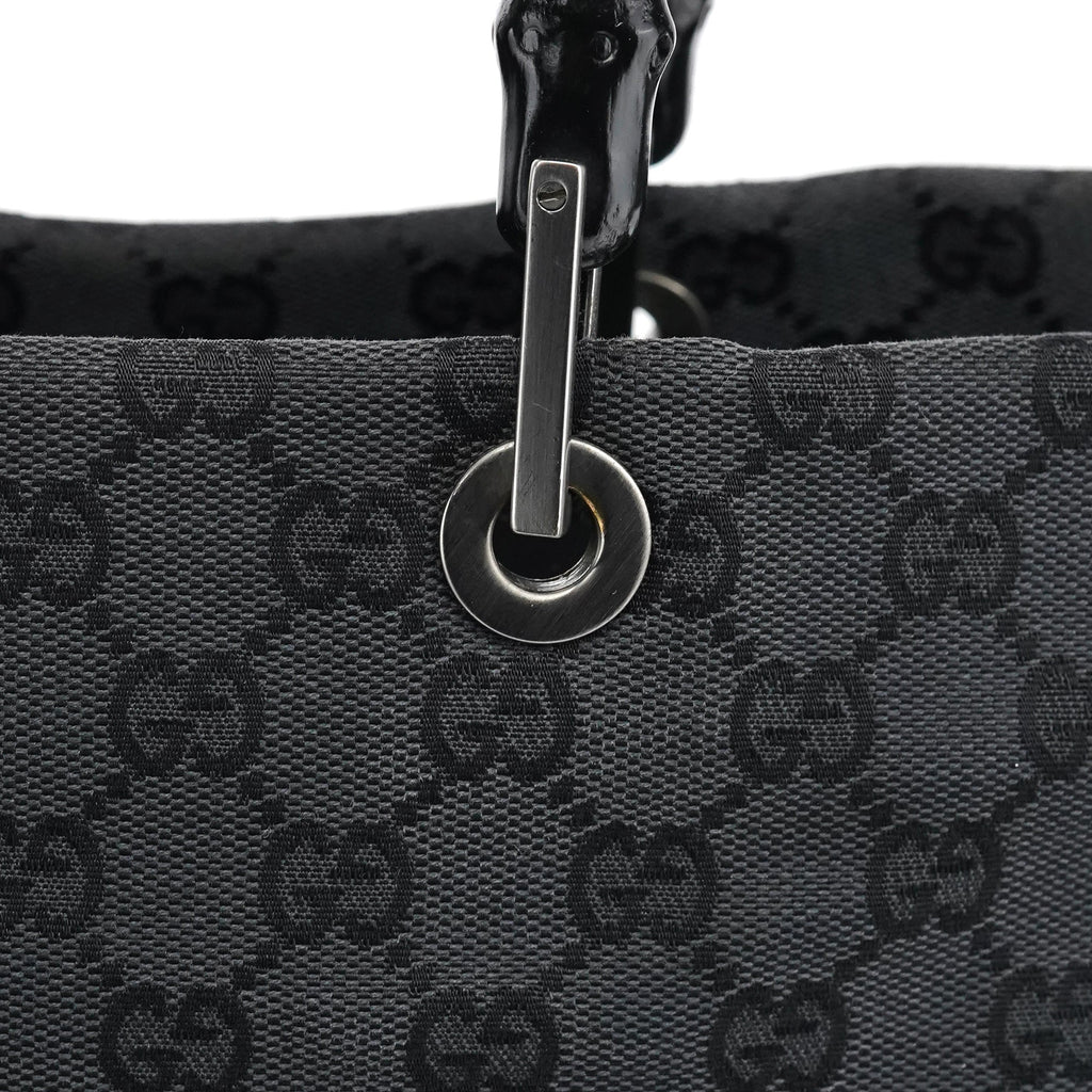 002 1010 Anthracite GG Bamboo Tote Bag