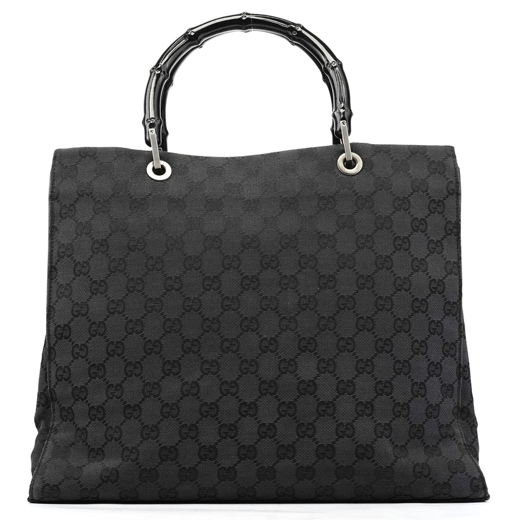 002 1010 Anthracite GG Bamboo Tote Bag
