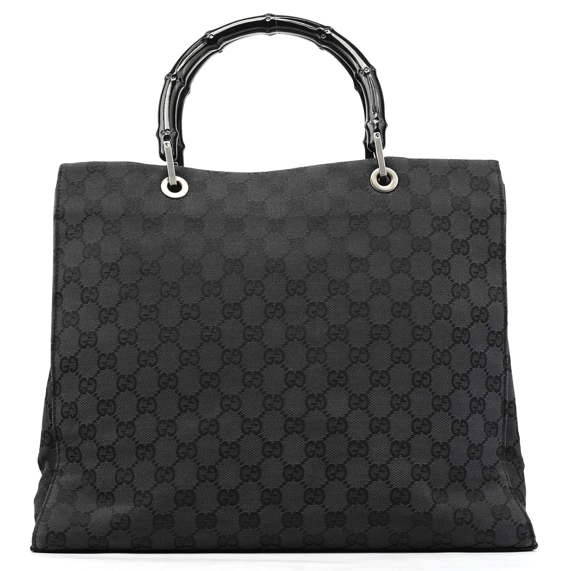 002 1010 Anthracite GG Bamboo Tote Bag