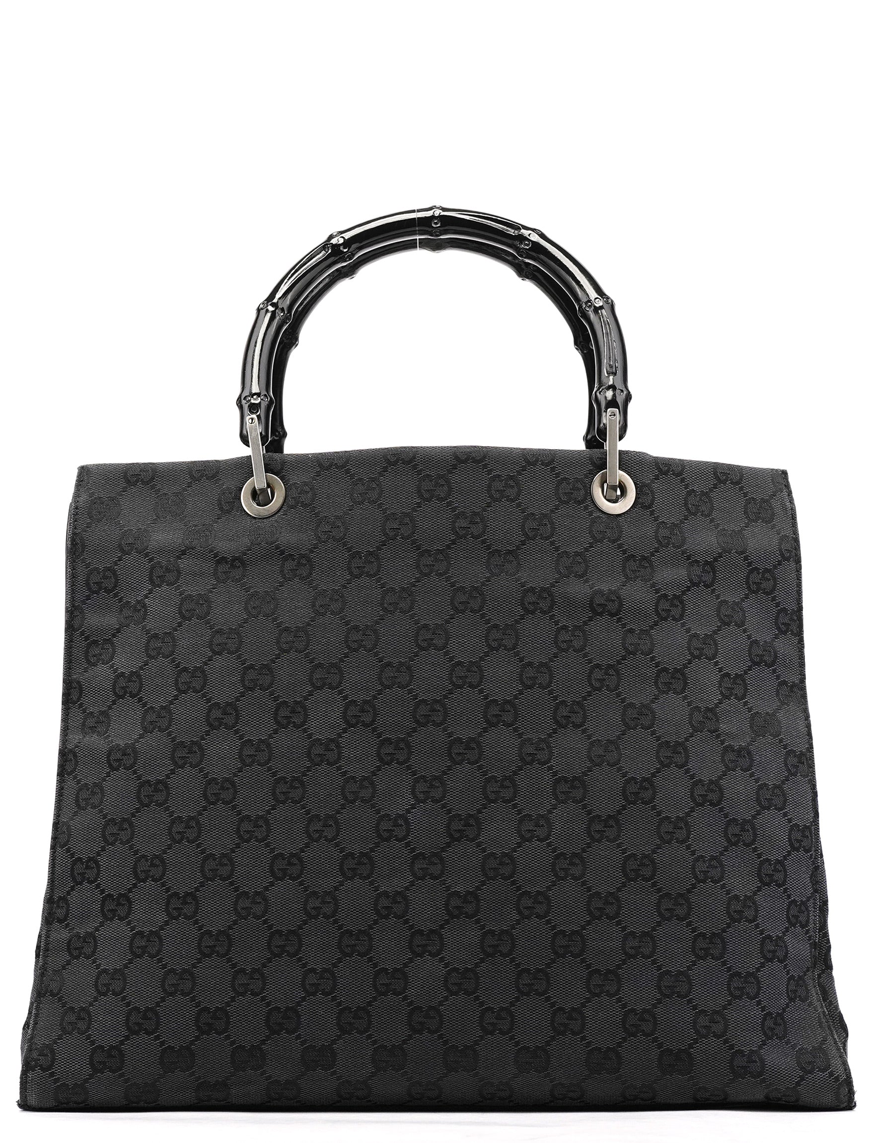 002 1010 Anthracite GG Bamboo Tote Bag