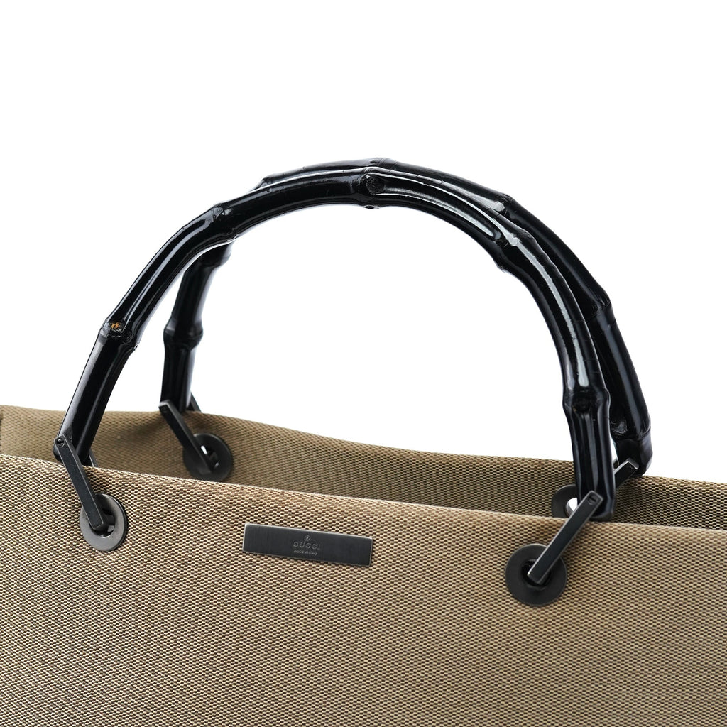 002 1010 Beige Canvas Bamboo Tote Bag