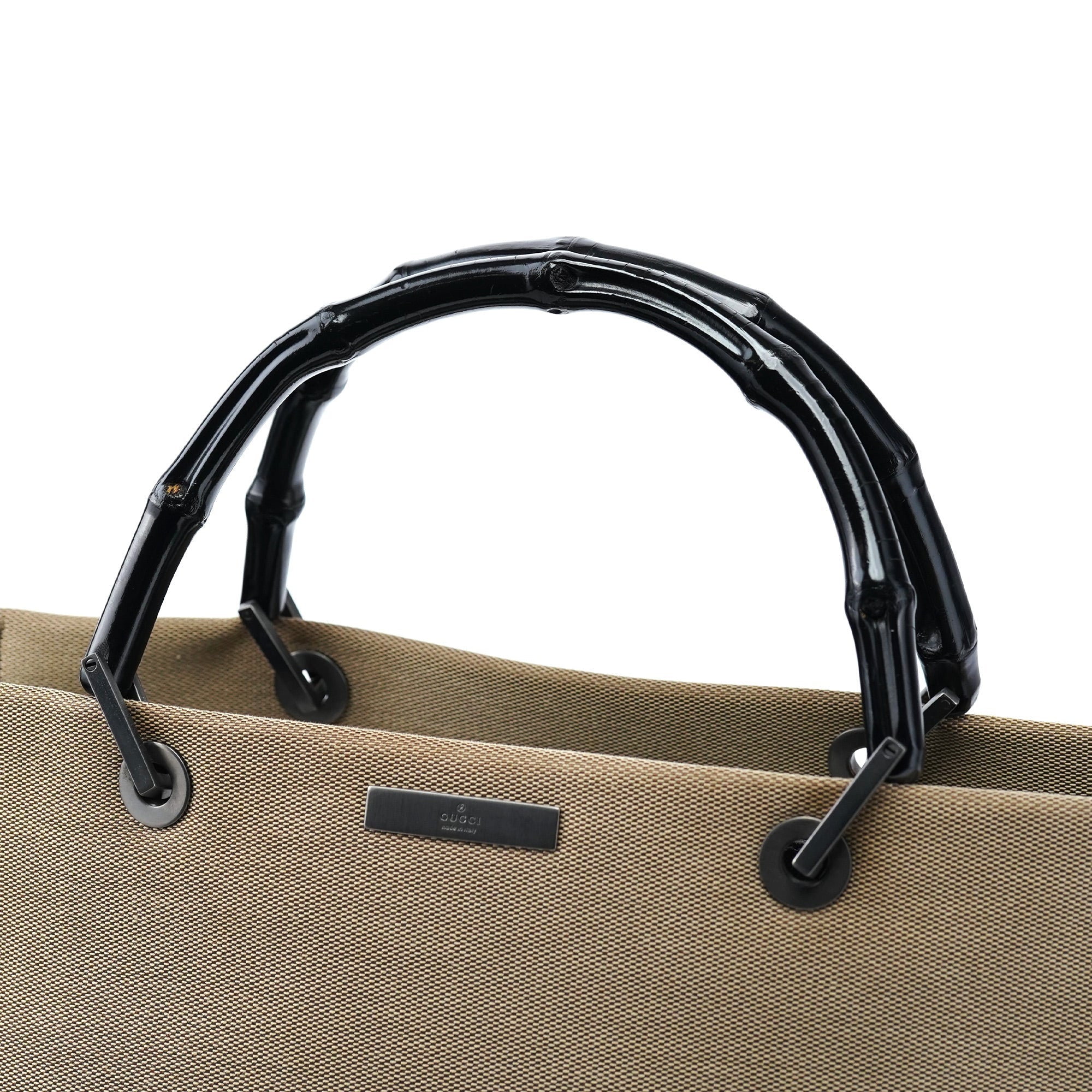 002 1010 Beige Canvas Bamboo Tote Bag
