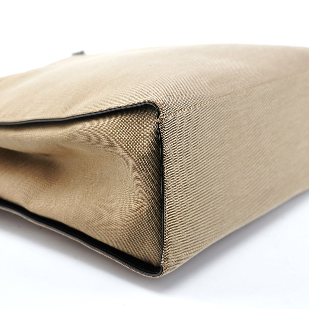 002 1010 Beige Canvas Bamboo Tote Bag