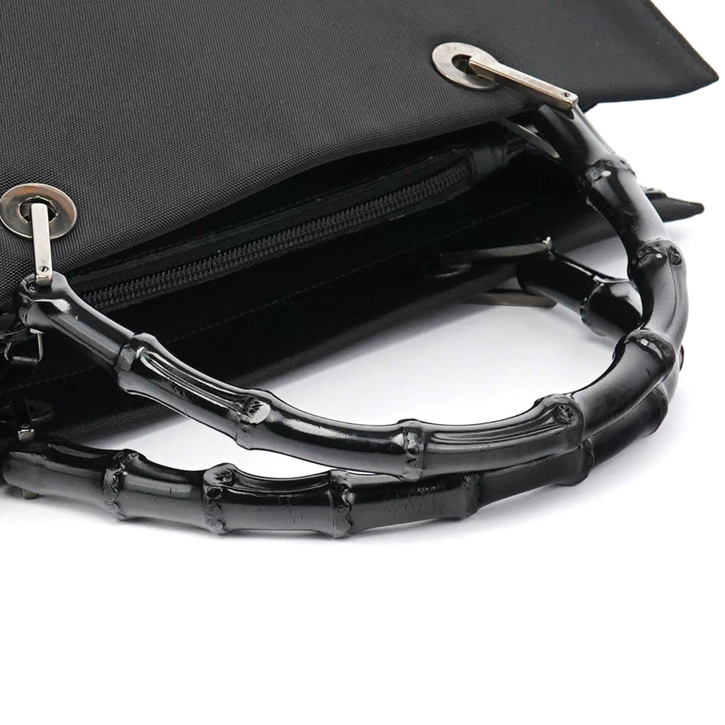 002 1010 Black Canvas Bamboo Tote Bag