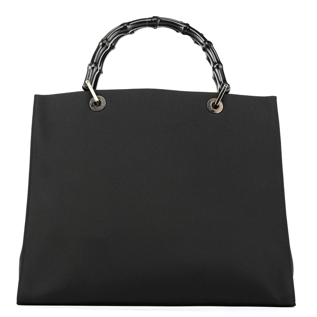 002 1010 Black Canvas Bamboo Tote Bag