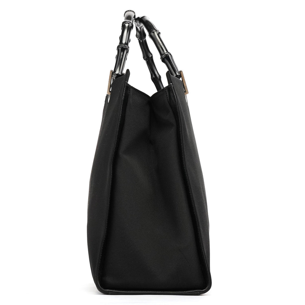 002 1010 Black Canvas Bamboo Tote Bag