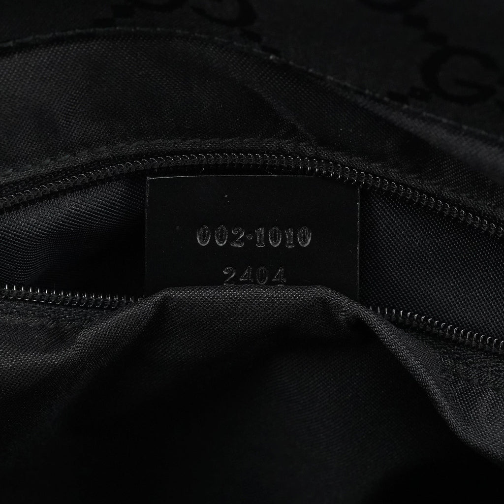 002 1010 Black GG Bamboo Tote Bag