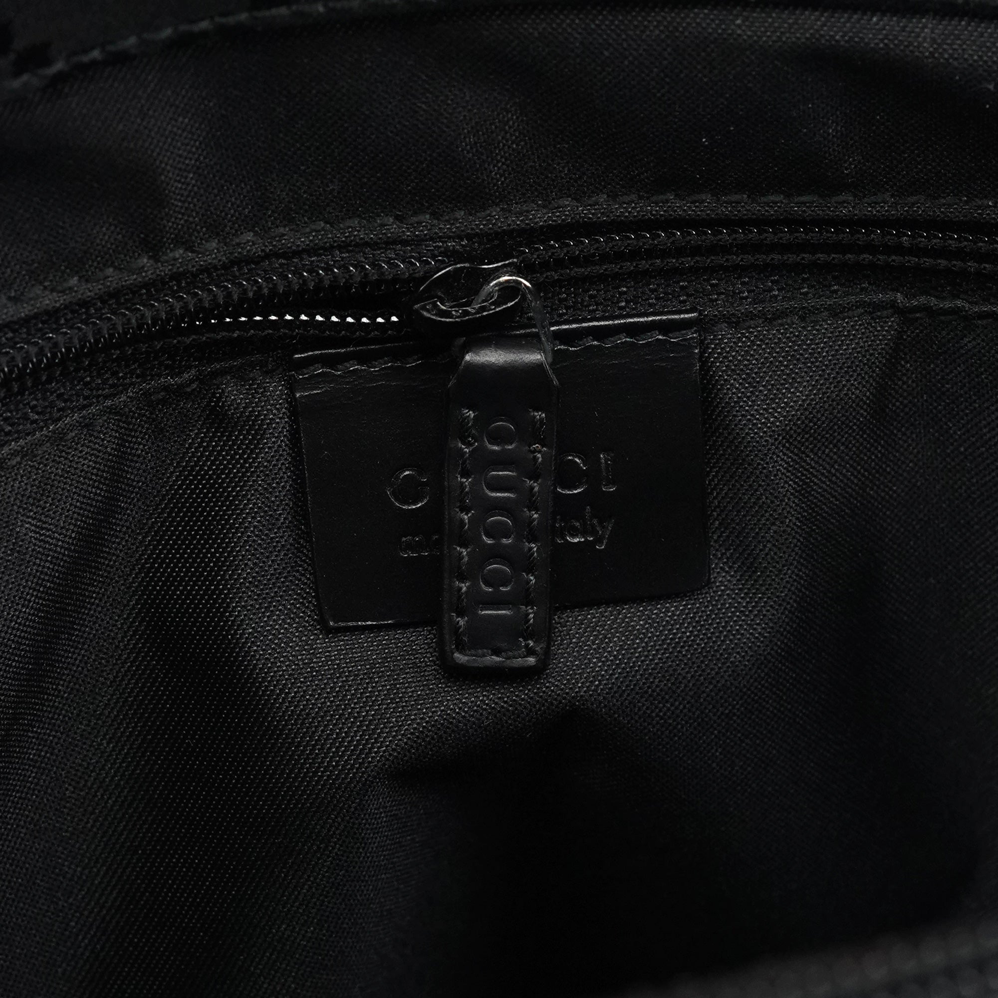 002 1010 Black GG Bamboo Tote Bag