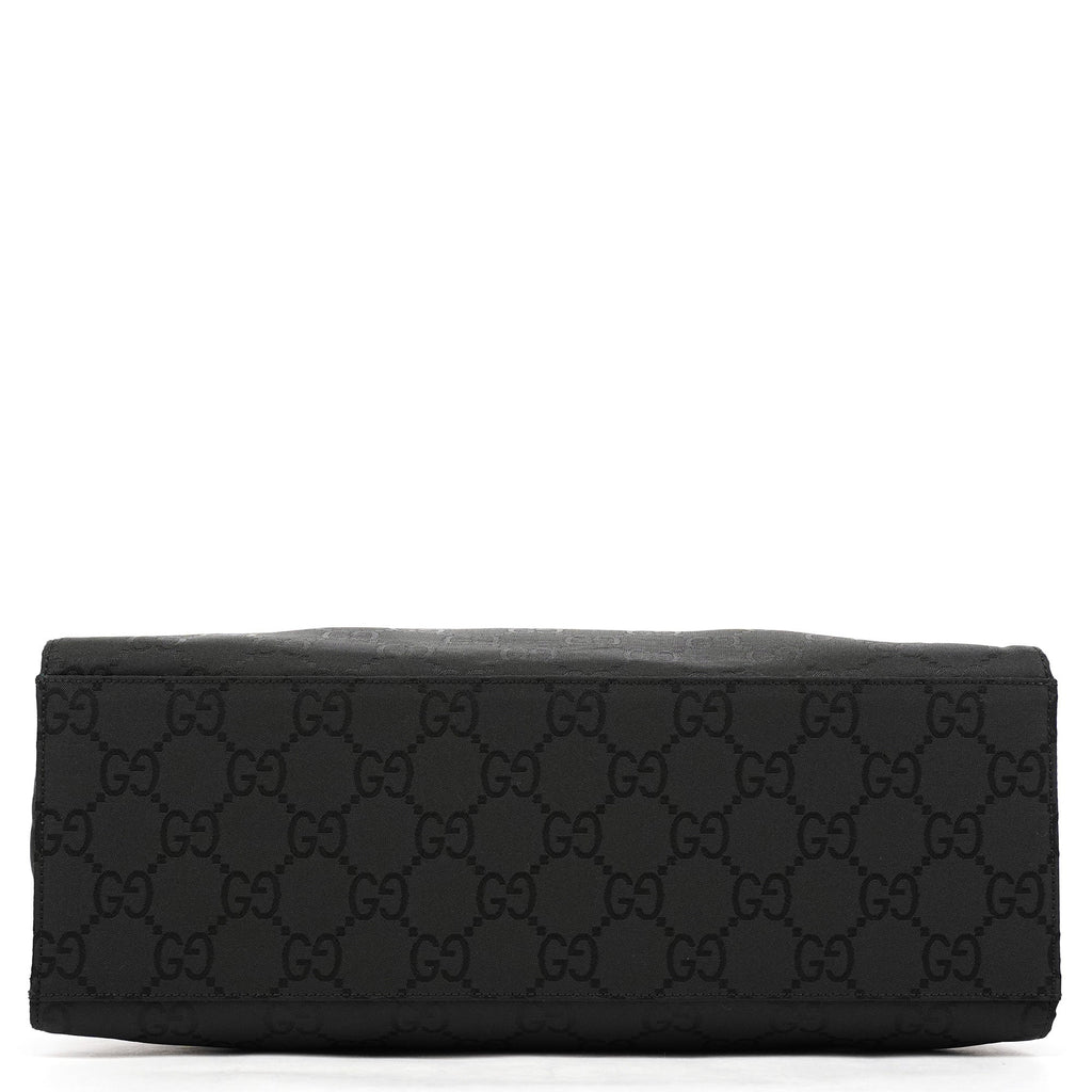 002 1010 Black GG Bamboo Tote Bag
