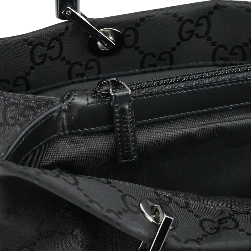 002 1010 Black GG Bamboo Tote bag