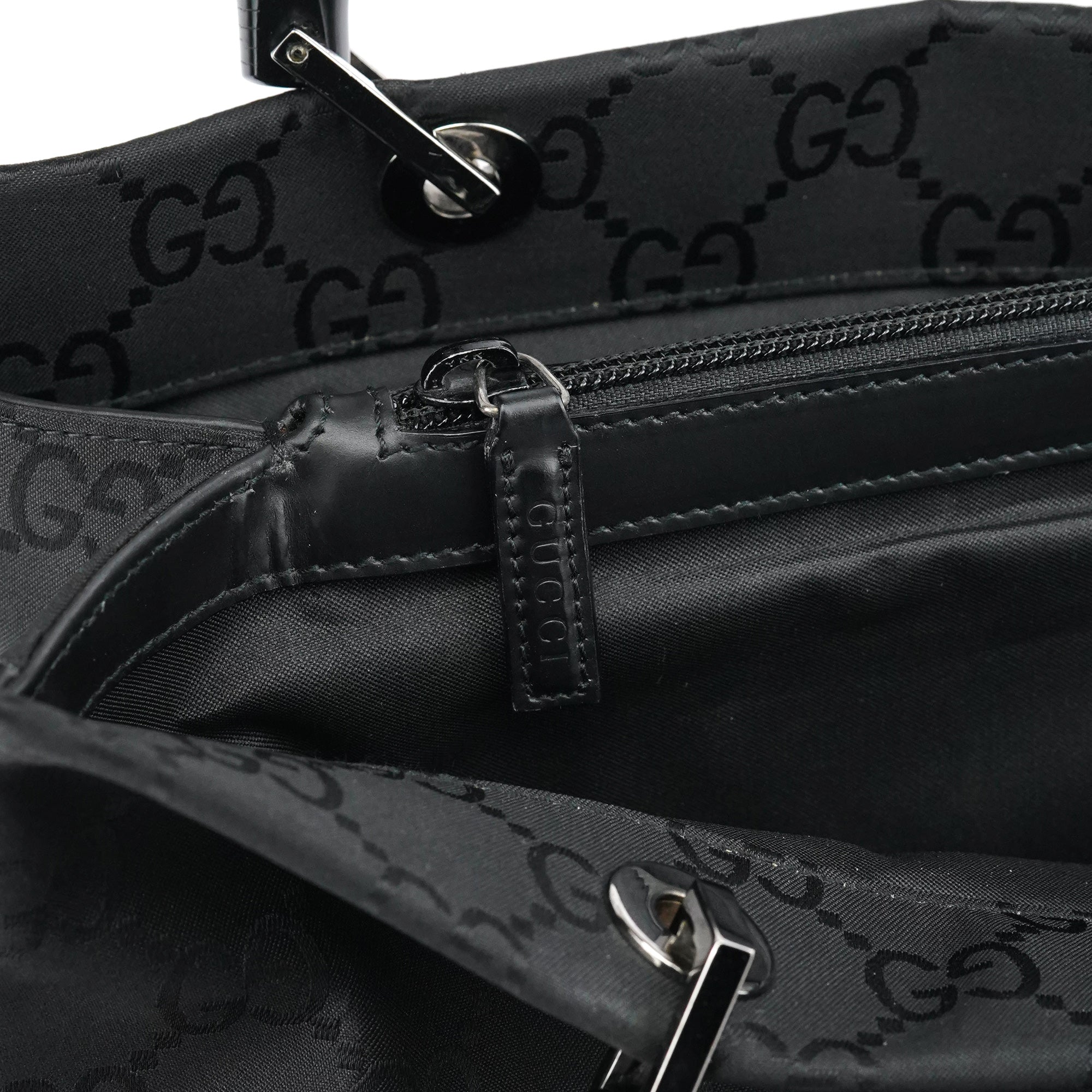 002 1010 Black GG Bamboo Tote bag