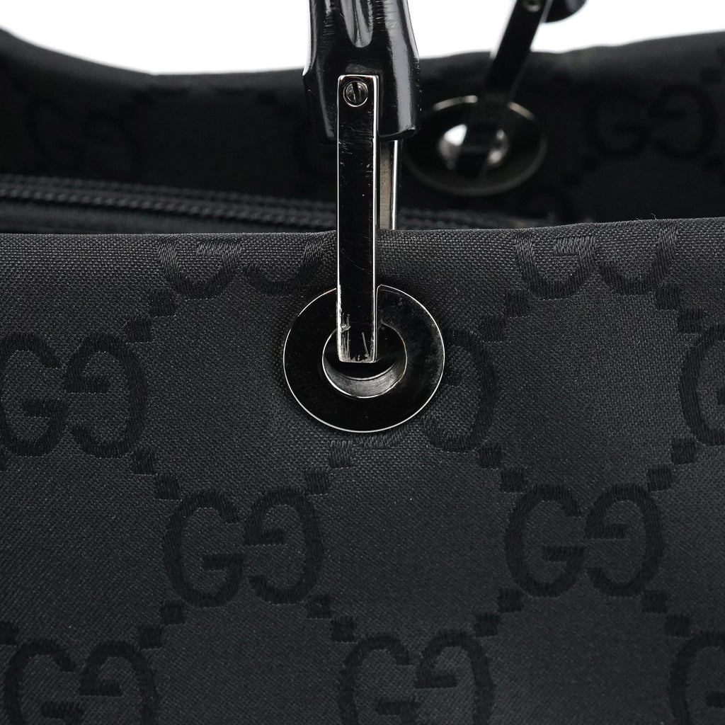 002 1010 Black GG Bamboo Tote bag