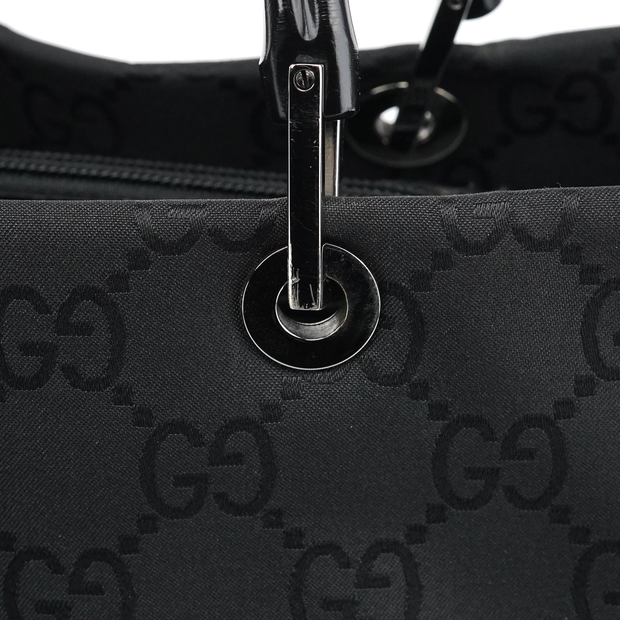 002 1010 Black GG Bamboo Tote bag