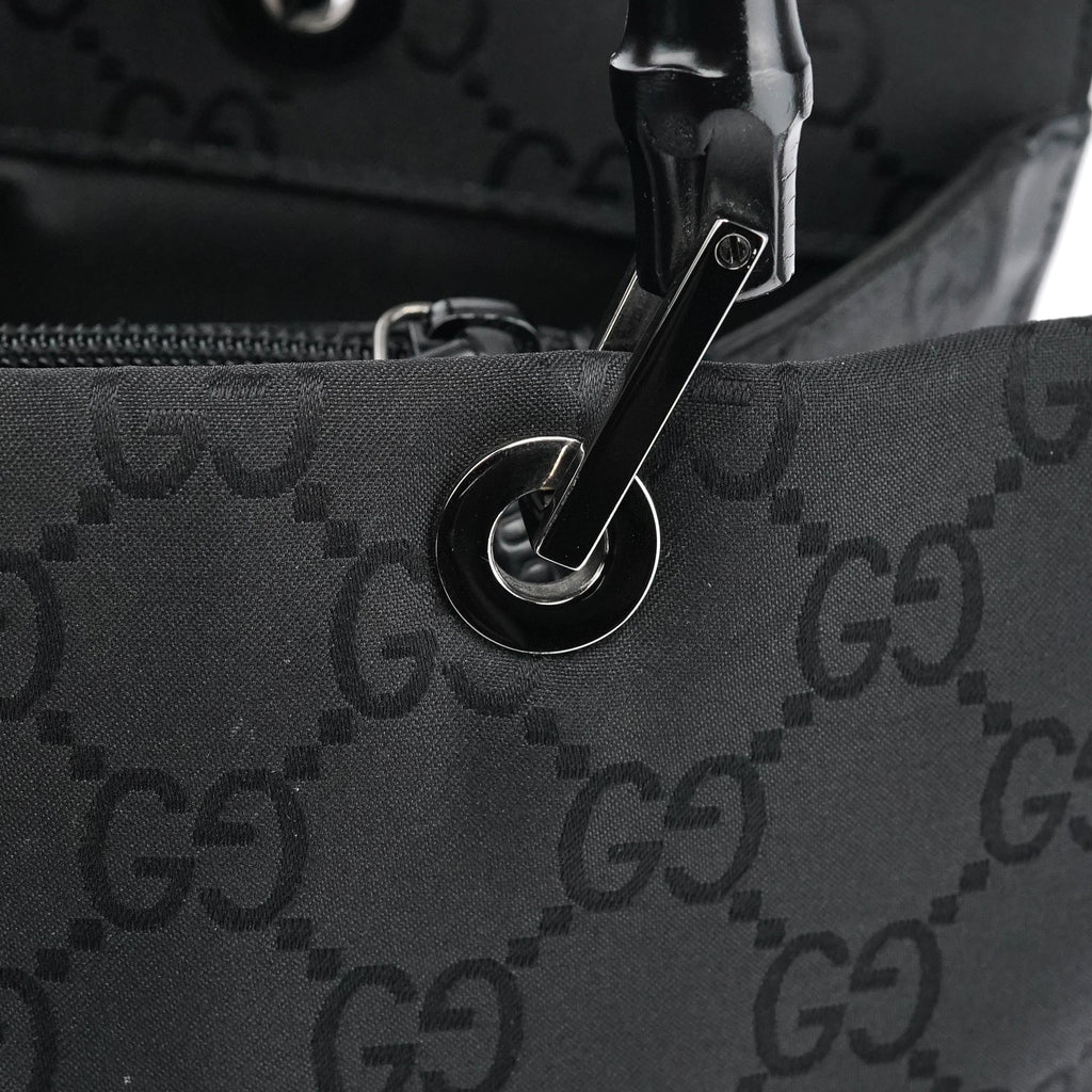 002 1010 Black GG Bamboo Tote bag