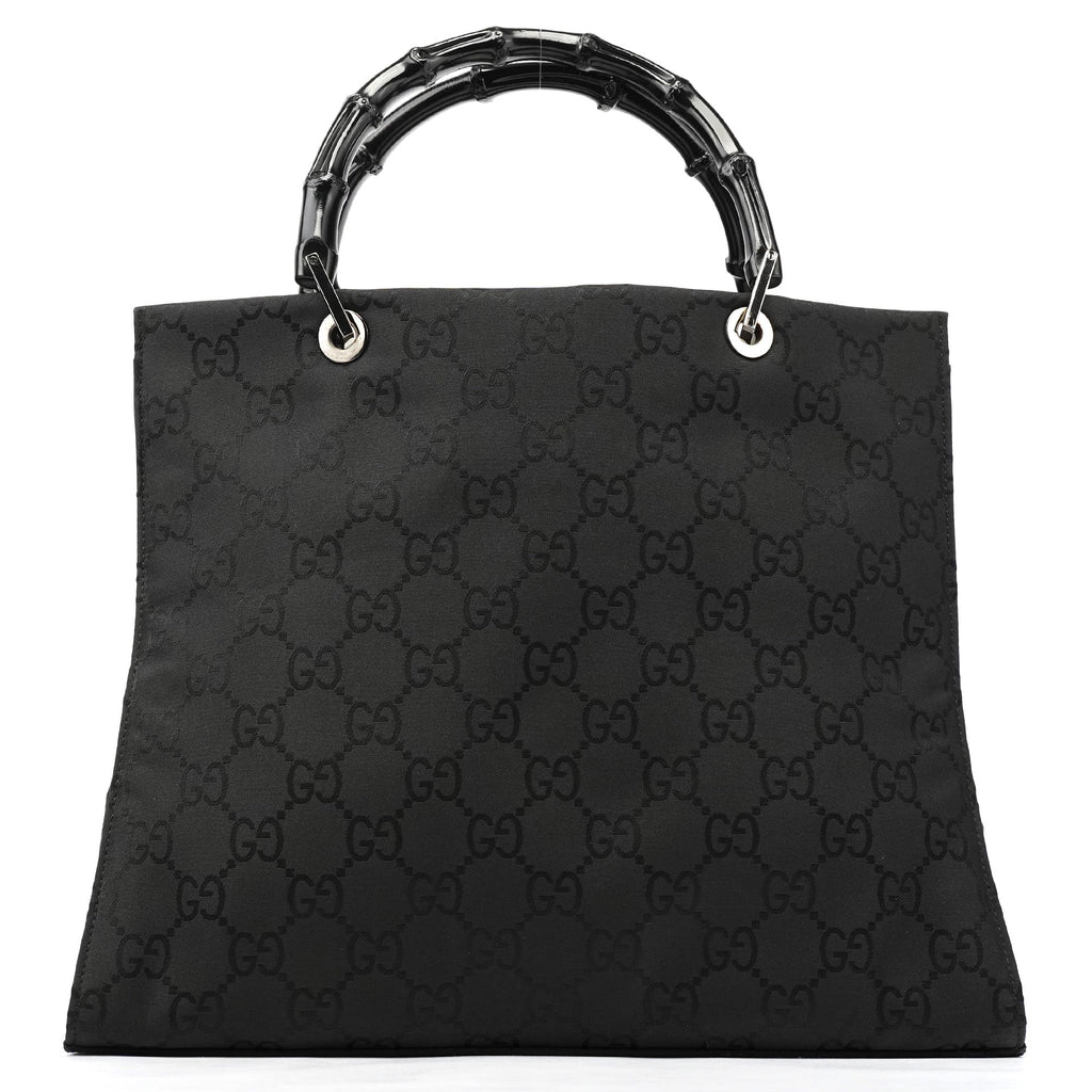 002 1010 Black GG Bamboo Tote bag