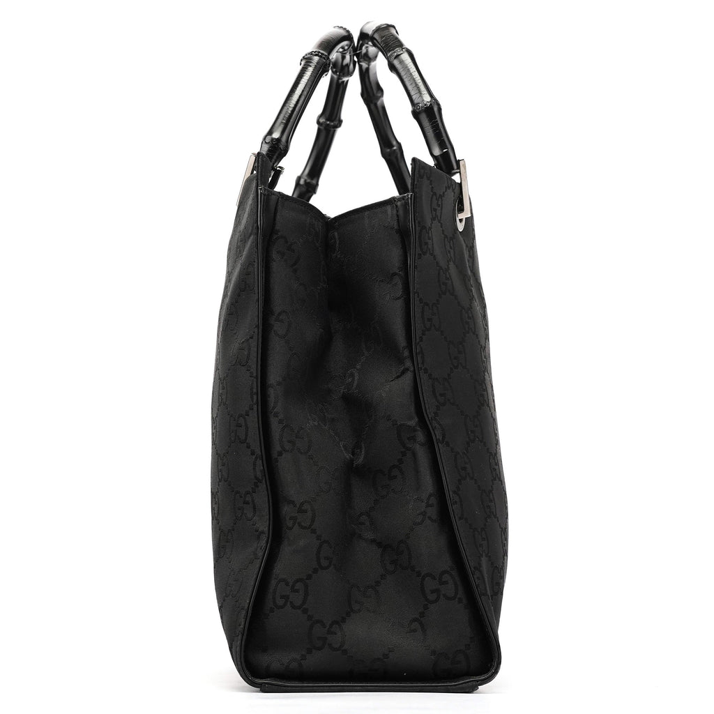 002 1010 Black GG Bamboo Tote bag
