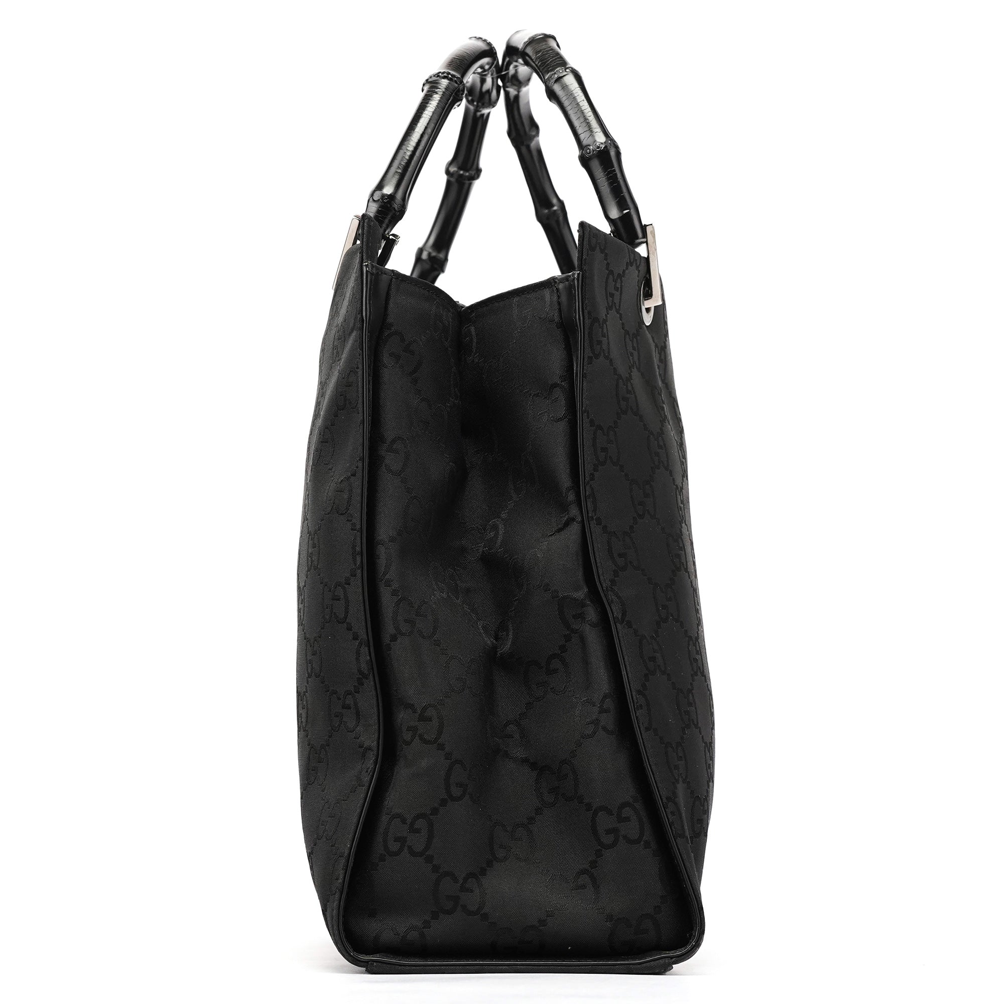 002 1010 Black GG Bamboo Tote bag